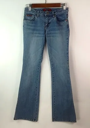 Denim Rock 5 28x30 Y2K Low Rise Medium Wash Flare Jeans thumbnail 1