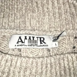 Amur Ulla Women's Size Large White Fringe Tan Cable Knit Wool Sweater v6x thumbnail 4