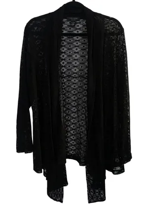Cable Gauge Woman 1X Black Lace Duster Cardigan‎ Open Front Grandmacore Grunge thumbnail 1