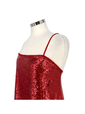 Free People Intimately Time To Shine Glam Red Sequin Mini Slip Dress Size Small thumbnail 4