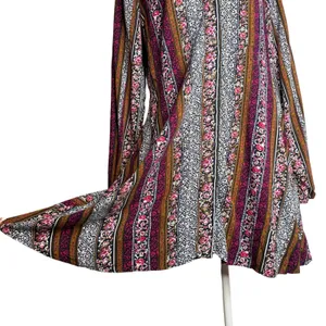 Natural Life‎ M Ansley Boho Tunic Silky Shirt Dress Stripe Button Front thumbnail 3