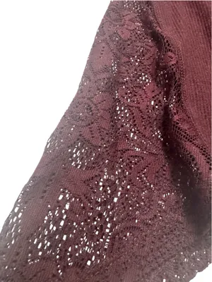 Maurices Lace-Trim Cowl Neck Tunic - Burgundy thumbnail 6