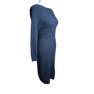 Ralph Lauren Black Label Cashmere Cable-Knit Sweater Dress Size M thumbnail 4