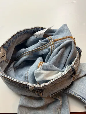 Sezane Denim Jean Womens‎ US 4 Mid-rise Tapered Straight Button Fly Bleach Blue thumbnail 11