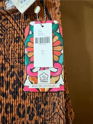 NWT Farm Rio Orange & Black Bandana Print Midi Dress thumbnail 6