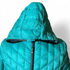 Turquoise Quilted Hooded Puffer Jacket Zip Front Lightweight Casual Outerwear‎ thumbnail 3