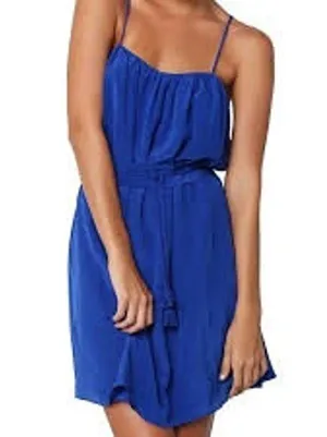 RORY BECCA X ANTHROPOLOGIE | S | Dress Short Mini Cobalt Blue 100% Silk Belt thumbnail 3