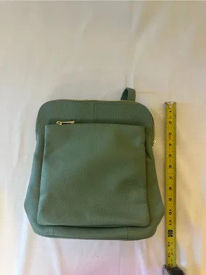 Borse in Pelle Pebbled green Leather Backpack Made In Italy nwt thumbnail 4