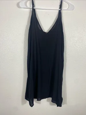 Free People black spaghetti-strap tunic top, size M 100% Viscose thumbnail 2