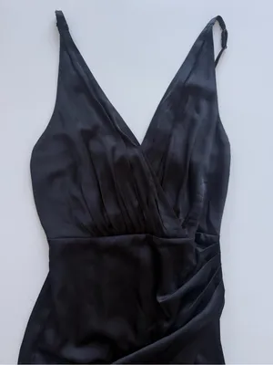Abercrombie & Fitch Satin Draped Midi Dress Black Size Small thumbnail 4