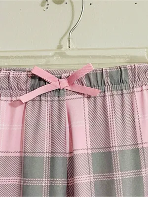 Delia’s Y2K Pajama Bottoms Sz S Pink Gray Plaid Super Soft Lounge Pants 2000s thumbnail 5