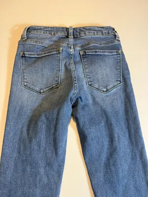Lovervet by Vervet‎ High Rise Uneven Raw Hem Kick Flare Stretch Jeans Size 27 thumbnail 4