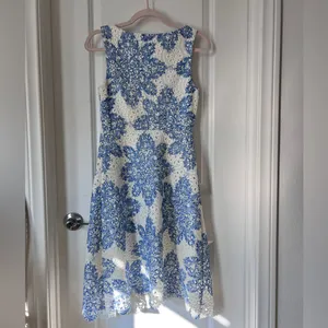 Anthropologie Eva Franco Blue White Starflower Scalloped Lace Mini‎ Dress Size 2 thumbnail 6