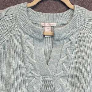 DESIGN HISTORY Sweater Womens XXL Mint Green Cable‎ Knit Split Neck Pullover NWT thumbnail 4
