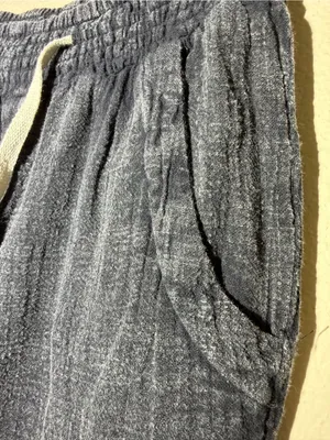 Ocean Drive Washed Black Drawstring Textured Joggers with White Cord Small thumbnail 5