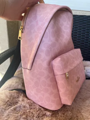 Coach Powder Pink Taylor Small Backpack In Signature Canvas With Charms NWT thumbnail 2
