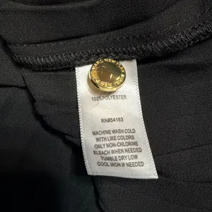 Michael Kors Black Pleated Sheer Tie Front Blouse Gold Button V-Neck Top thumbnail 5