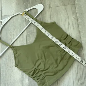 Free People Tank Top ruched crop good karma womens Green (xsmall small) workout thumbnail 6