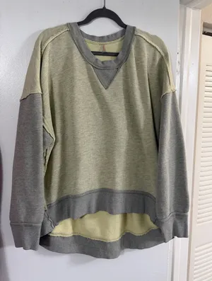 Free People yellow and gray color-blocked sweatshirt thumbnail 1