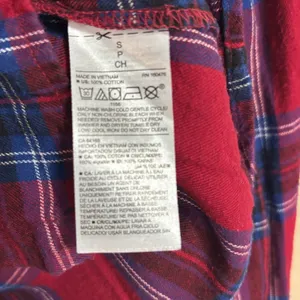 Old Navy The Classic Shirt Red Blue Plaid Flannel Button Down Casual Layering S thumbnail 5