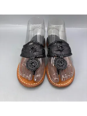Jack Rogers Original Jacks Metallic Slides Thong Sandals Womens 5 Black Slip On thumbnail 3