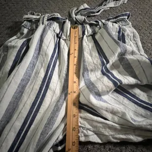 ana A New Approach‎ Striped Wide Leg Pants Womens Medium Blue White Linen Blend thumbnail 6
