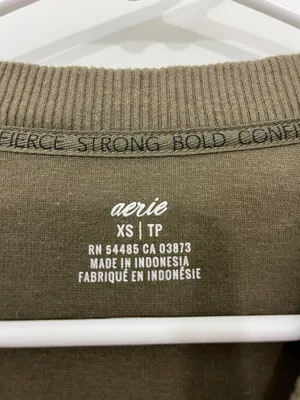 Aerie Extra Small Olive Green Velvety Plush High Crewneck Tunic Sweater thumbnail 5