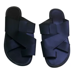 Black Faux Leather Cross-Strap Slide Sandals Size 41 EU 8 US thumbnail 1
