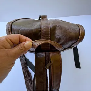 Vintage 90’s Genuine Leather Drawstring Backpack Brown thumbnail 14