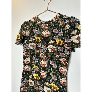 RHODE Black White Yellow Floral Lulani Crew Neck Short Sleeve Cocktail Dress 2 thumbnail 14