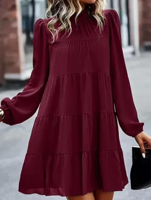 🎁 NWT Kirundo Red/Burgundy Baby Doll Dress thumbnail 1