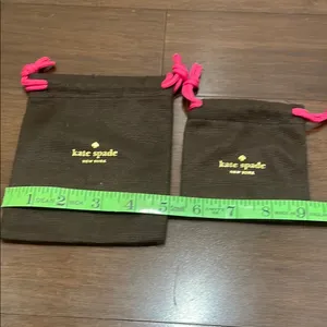 Kate Spade Dark Brown Pouches with Bright Pink Drawstrings thumbnail 2