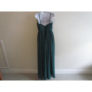 Azazie Maxi Dress 10 Dark Green‎ Pleated Chiffon Bridesmaid Formal Gown thumbnail 4