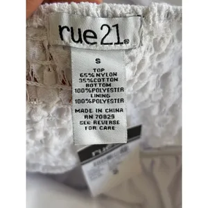 rue21 Dress Small White Lace‎ Swiss Dot Tiered Ruffle Mini Boho Coquette thumbnail 10
