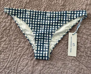 Southern Tide Seven Seas Blue/White Painted Gingham Bikini Bottoms thumbnail 1