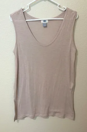 Old Navy Taupe V-Neck Tank Tunic Lightweight Size Medium thumbnail 1