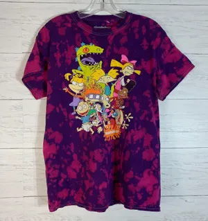 Nickelodeon Rugrats/Hey Arnold tie dye graphic tshirt size M purple thumbnail 1