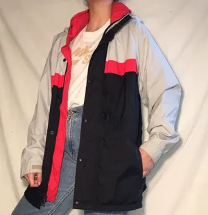 HELLY HANSEN RED BLACK + BEIGE WINDBREAKER JACKET thumbnail 1