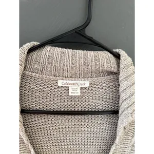 Coldwater Creek Oatmeal Taupe Frog Closure Cardigan Sweater Metallic Knit Medium thumbnail 5