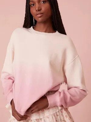 LoveShackFancy Elvira Dip Dyed Embroidered Sweatshirt Women’s Small thumbnail 1