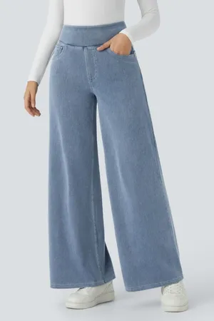 Halara Flex™ High Waisted Pockets Wide Leg Loose Work Jeans, Ice Crevice thumbnail 1