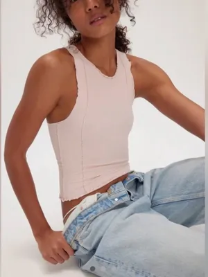 Free People Intimately Better This Way Tank Pale Pink Lettuce Edge Size XS/S NEW thumbnail 1