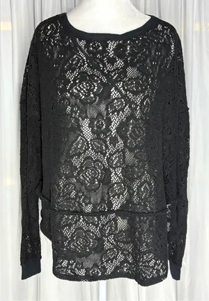 FREE PEOPLE Womens Top Not Cold In This Long Sleeve Soft Black Size S thumbnail 1