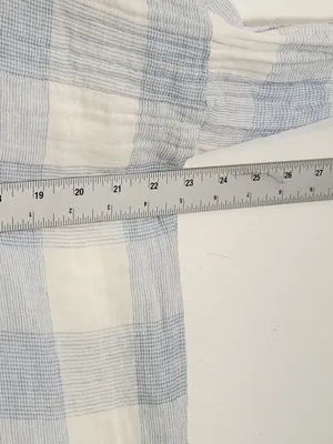 OTT Light Blue and White Check Cotton Gauze Button Down Shirt Size XL thumbnail 7