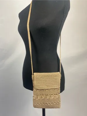 Handcrafted Woven Crossbody Bag in Beige thumbnail 5