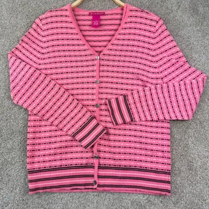 Alexandra Bartlett Tank Cardigan Set Pink Striped Cotton Size M Y2K Coquette thumbnail 2