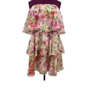 Abercrombie & Fitch Floral Strawberry Sheer Lined Tiered Strapless Dress NWT thumbnail 5