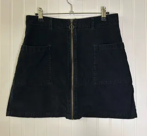 Altar'd State Black Corduroy Front-Zip A-Line Skirt Size Medium thumbnail 1