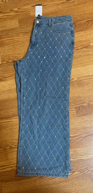 Anewsta Rhinestone Jeans Blue Size 2X thumbnail 1