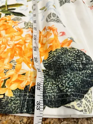 Commense Floral Linen Look Mini Dress with Belt Gold Buttons Size Small NWT thumbnail 11
